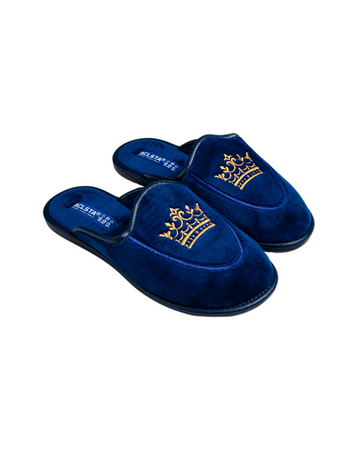Blue velour slippers