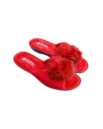 Papuci de casă cu blană decorativă