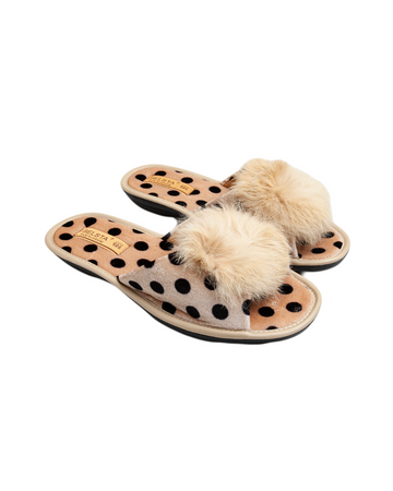 Slippers with fur decoration