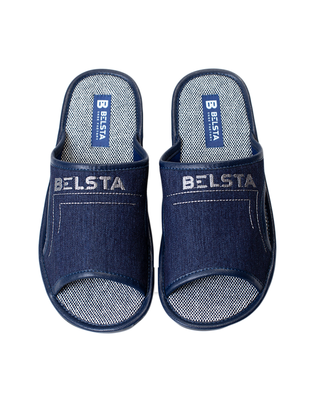 Navy blue denim summer slippers
