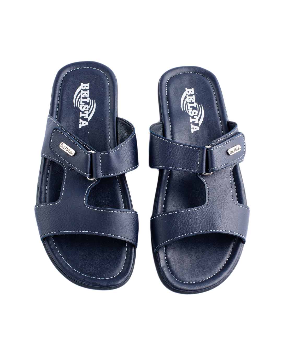 Blue flip flops with velcro
