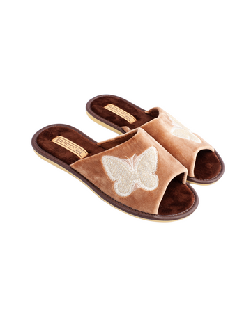 Papuci de casă cu broderie fluture