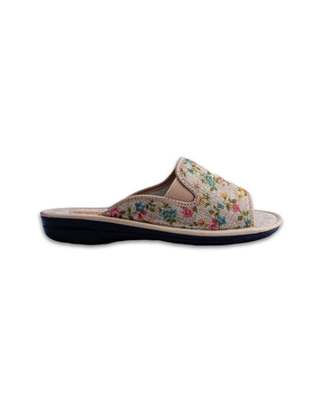 Papuci de dama vară bej cu flori