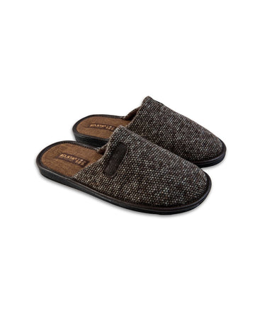 Papuci de casa cu inserție din piele - eco