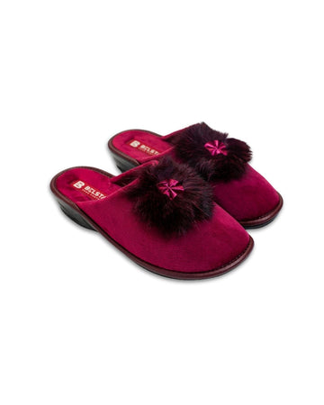 Papuci de casă din velur bordeaux