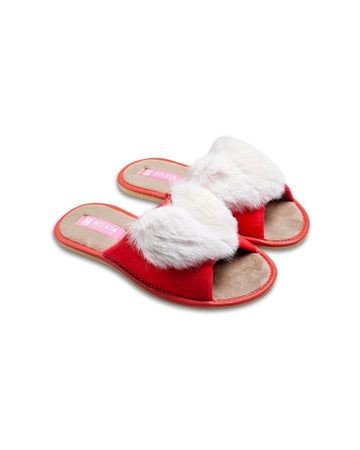 Papuci de casă cu blăniță corai