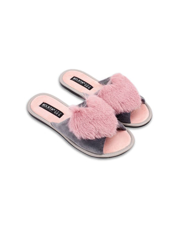 Papuci de casă cu blăniță pastel