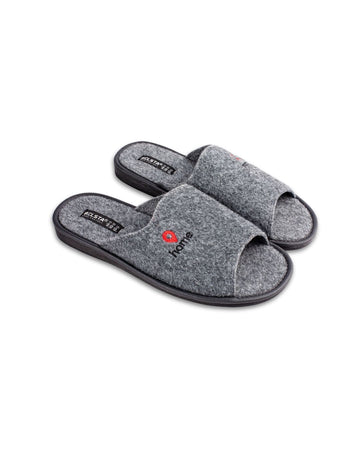 Papuci de casă din lână gri