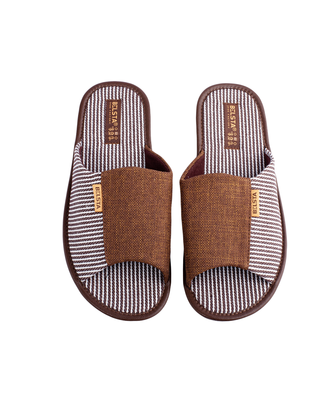 Brown textile slippers