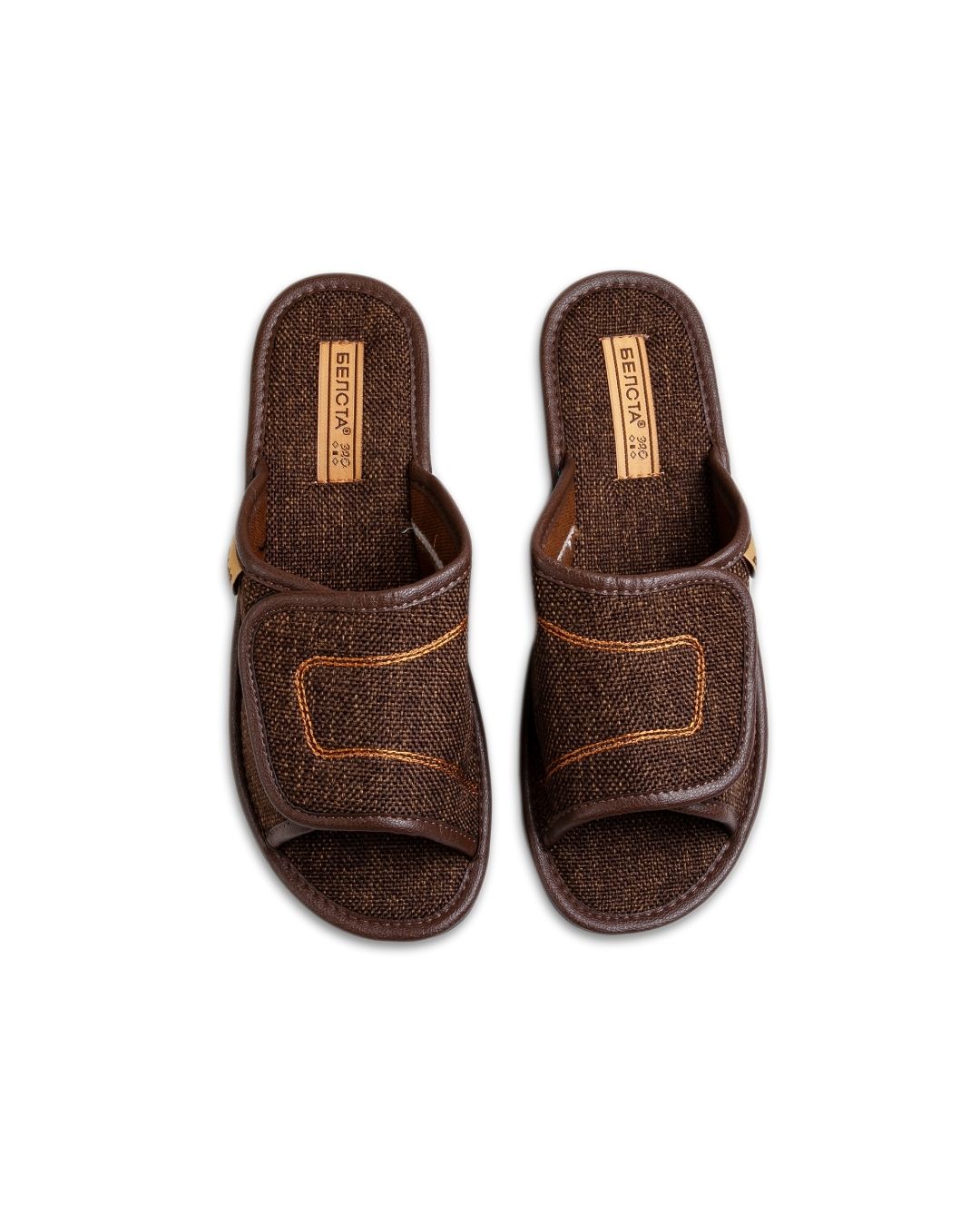 Velcro slippers brown