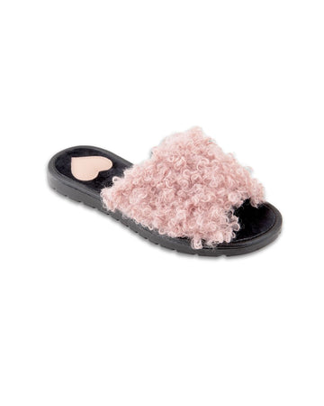 BELSTA slippers made of powdered eco-leather, with heart detail, open toe and 2 cm polyurethane sole