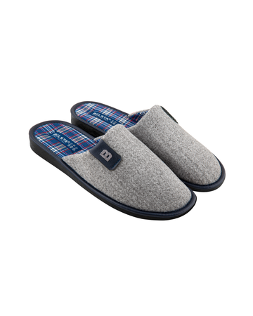 Papuci bărbați din lână gri