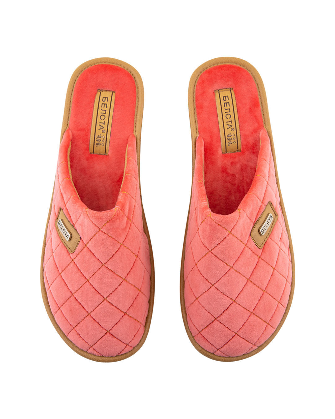 Coral velour slippers