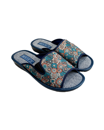 Papuci deschiși BELSTA din material textil cu imprimeu floral