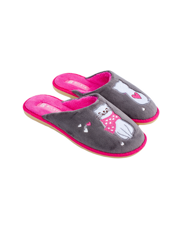 Warm grey velour slippers