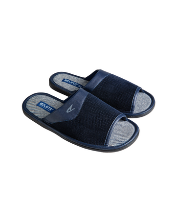 Grey/blue velour slippers