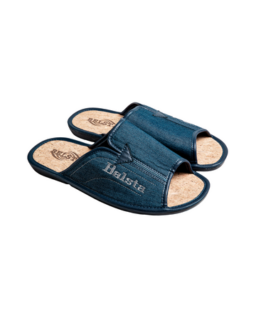 Navy blue denim summer slippers