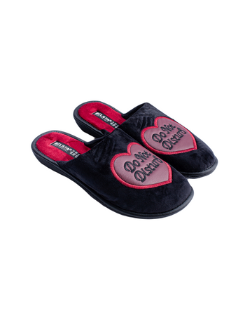 Black velour slippers
