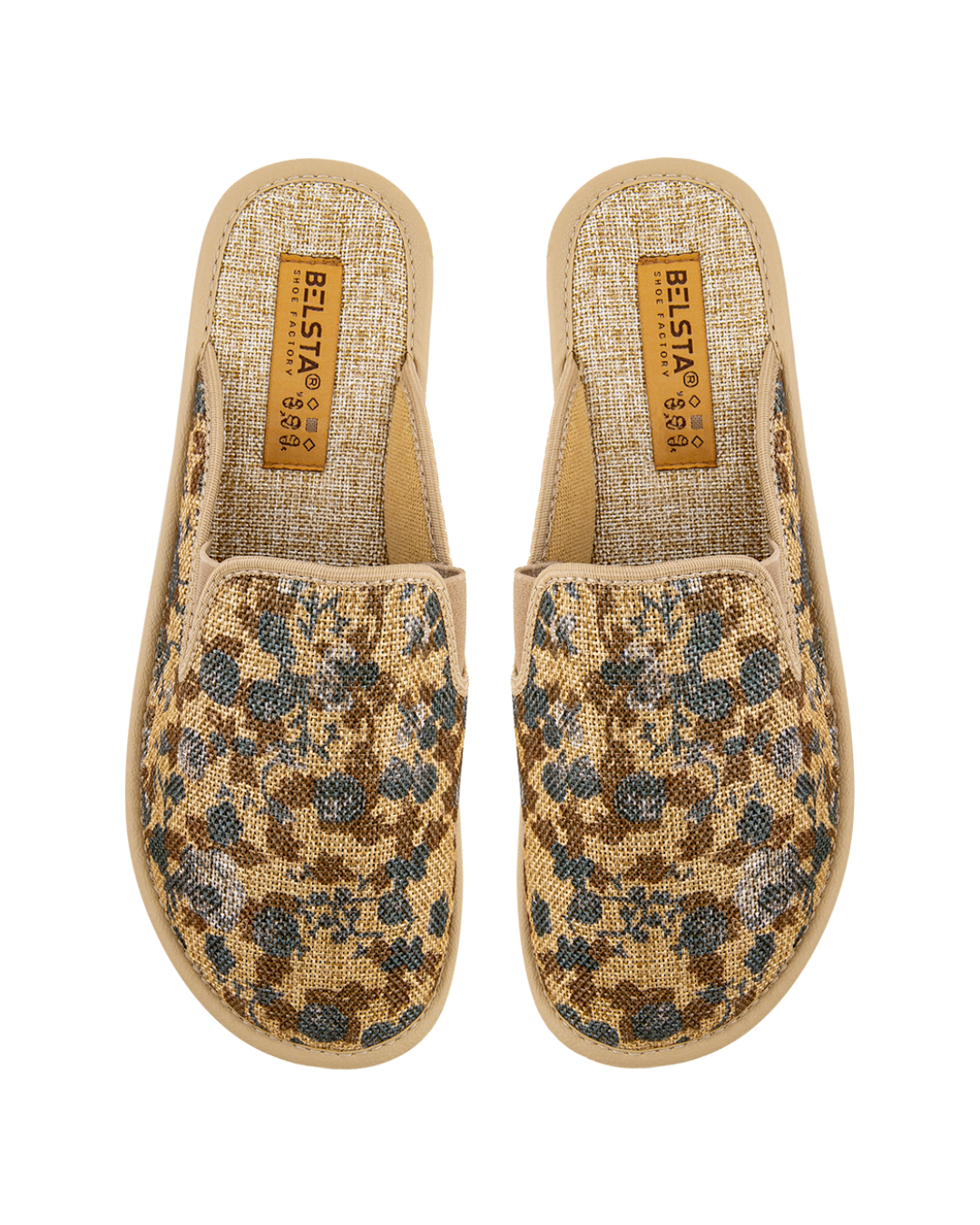 Beige textile slippers