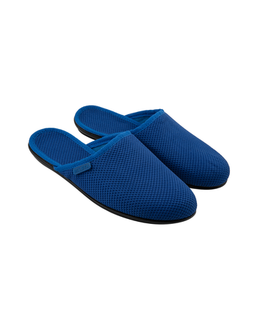 Papuci dama BELSTA din material textil waffle bleumarin;  roz intens