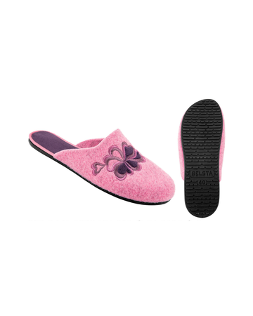 Papuci damă pâslă roz crin
