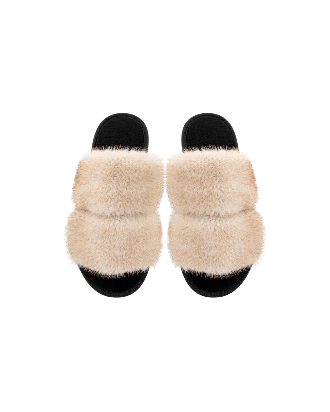 Papuci de damă BELSTA, deschiși, din blană eco bej. maro