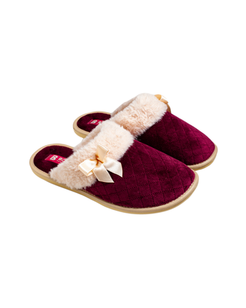 Papuci damă catifea bordo; gri; gri-cenușiu; albastru  blană