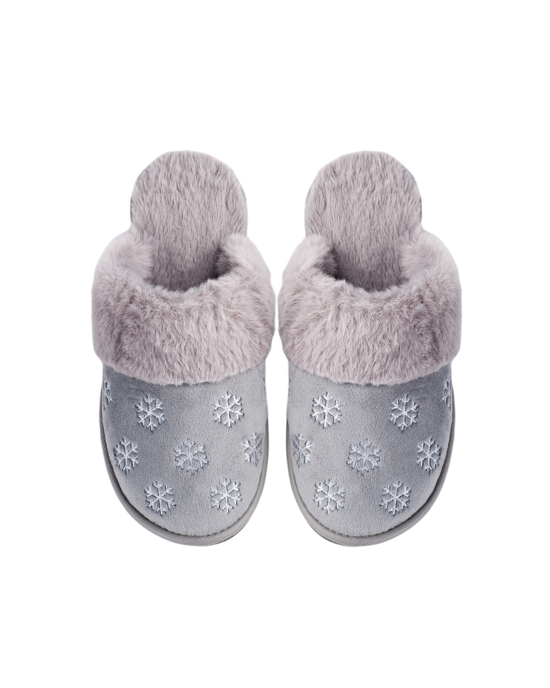 Papuci damă catifea gri;  roz pudră fulgi