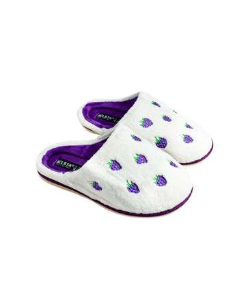 Papuci damă frotir alb mure