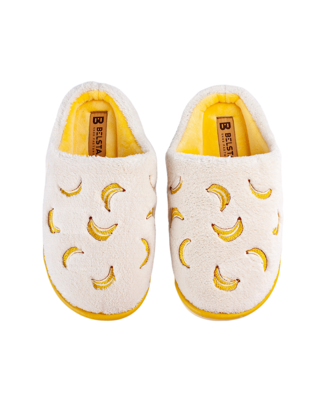 Papuci damă frotir alb banane