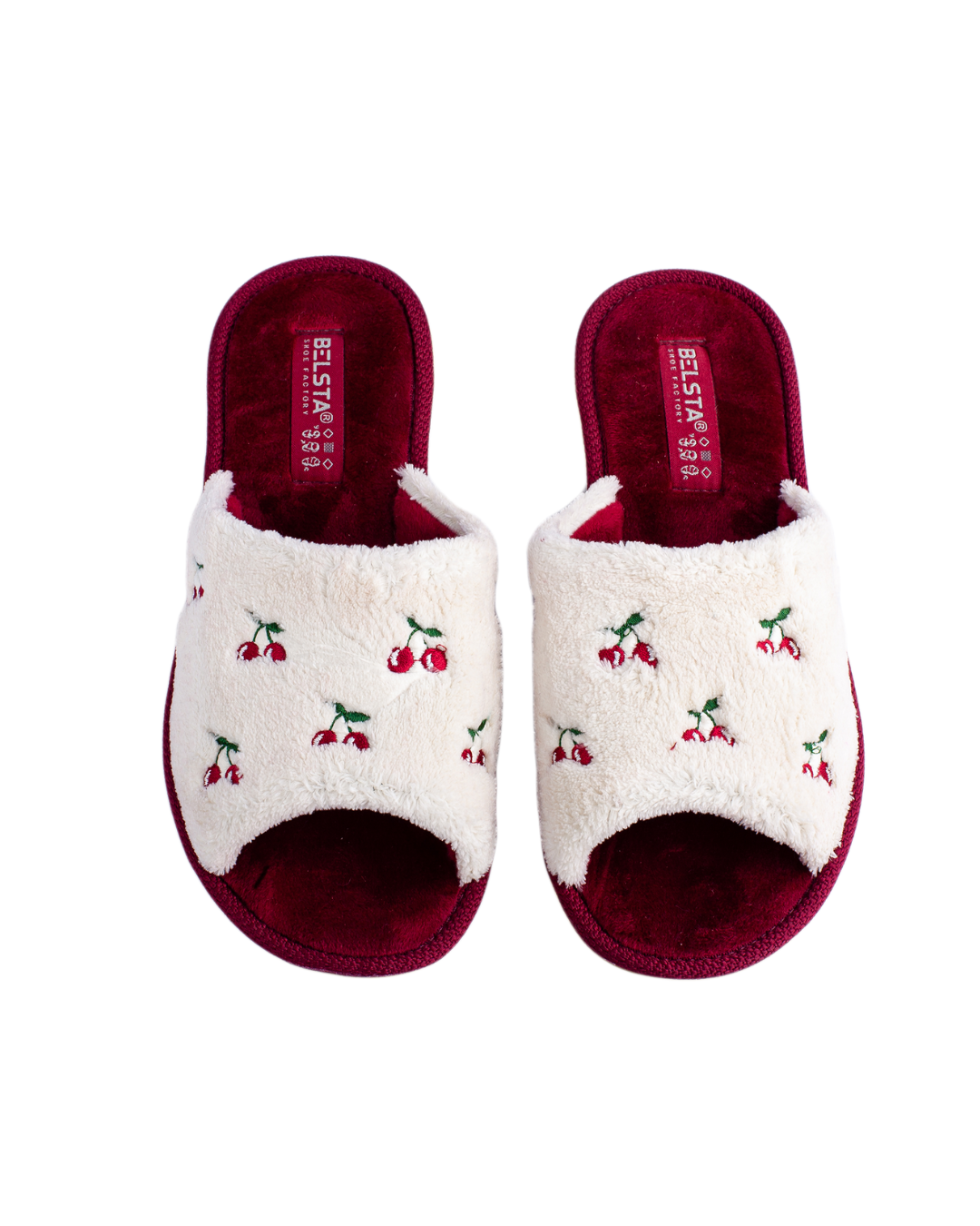 Papuci damă deschiși cireșe