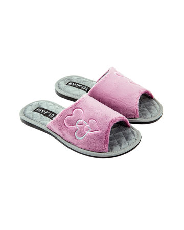 Papuci damă roz inimioare