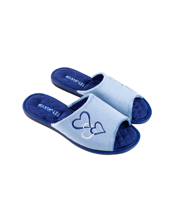 Papuci damă albastru inimioare