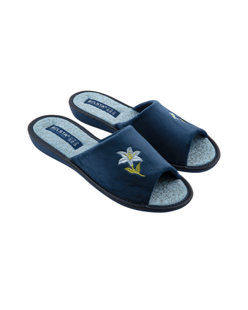 Papuci damă bleumarin floare