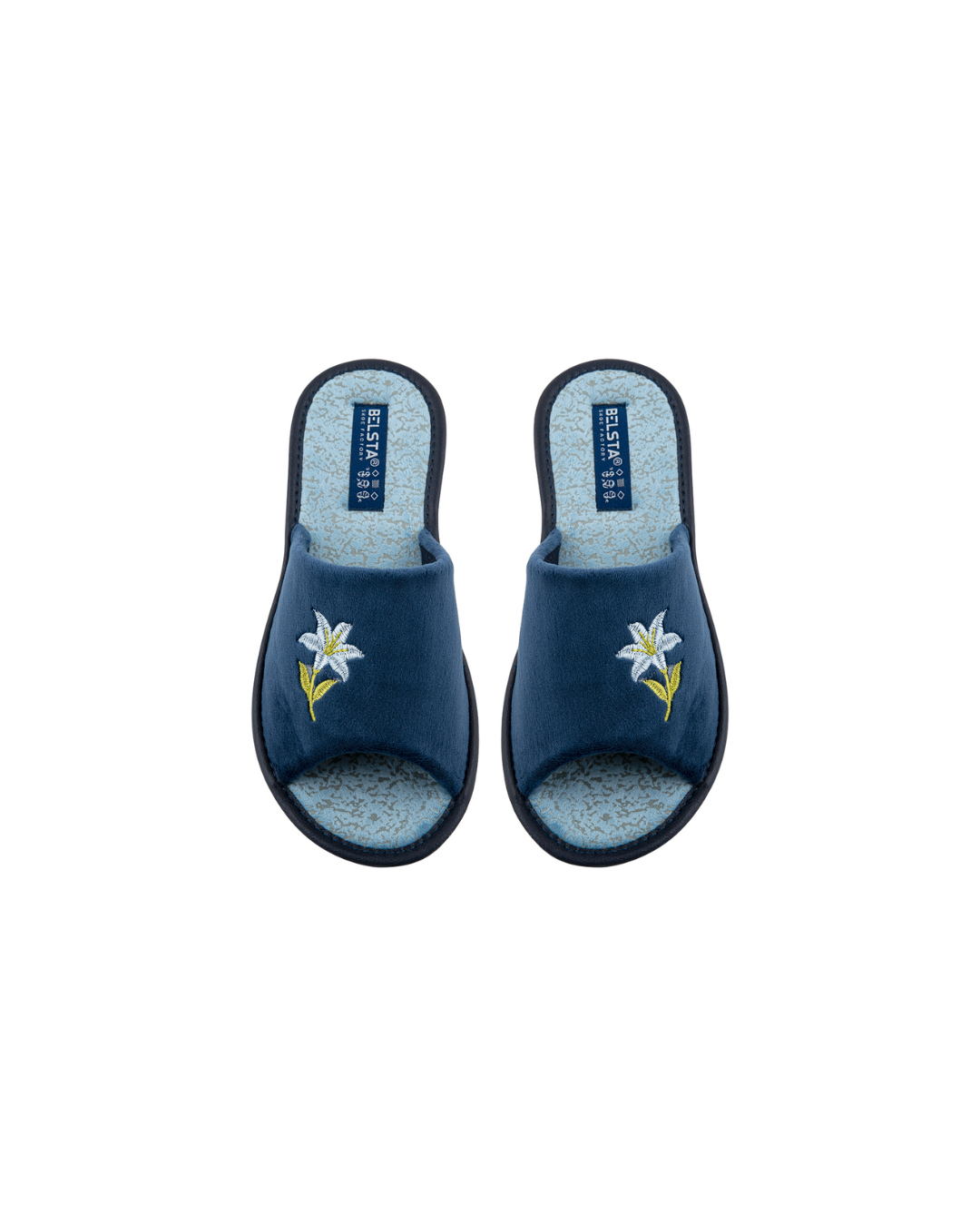 Papuci damă bleumarin floare