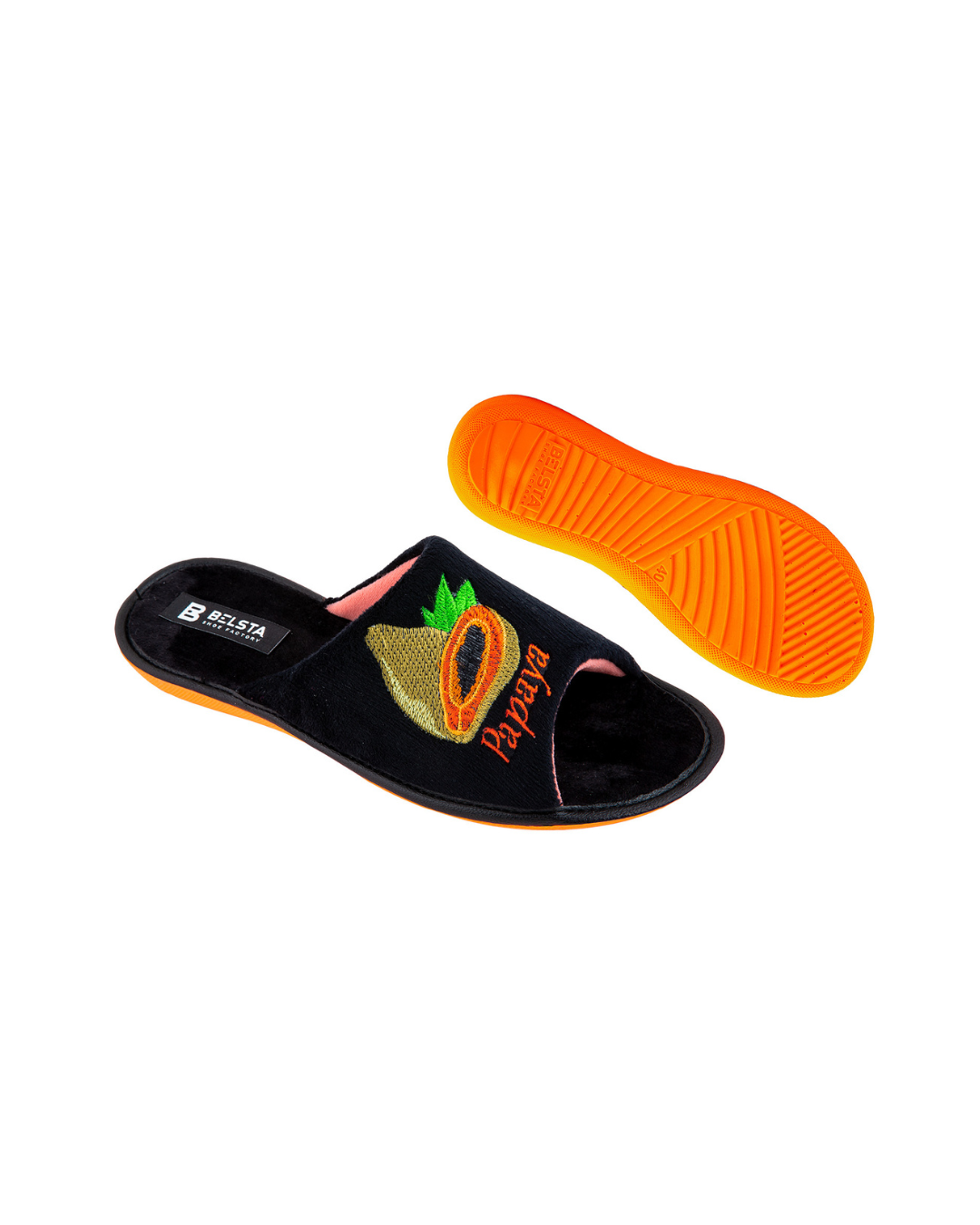 Black velour slippers