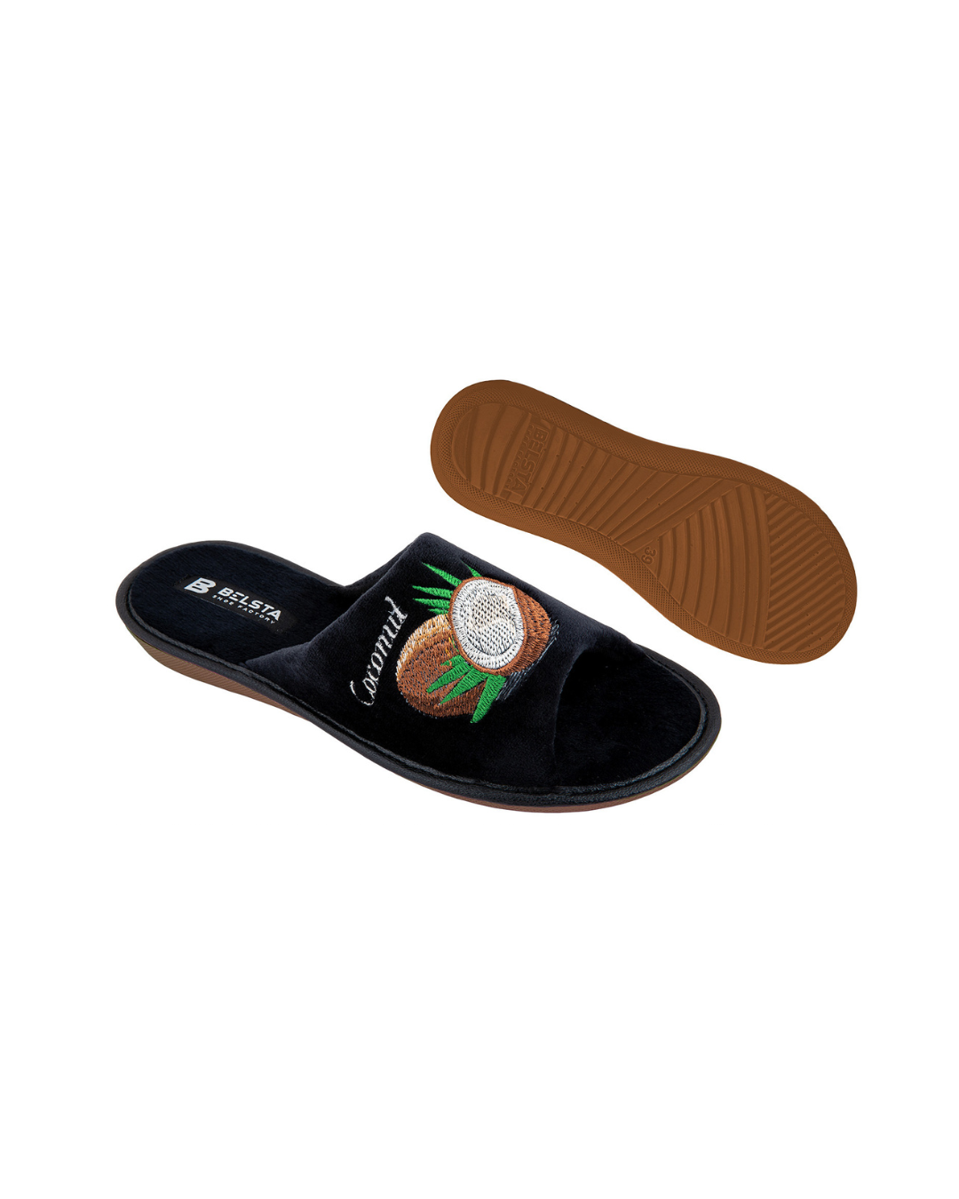 Black velour slippers