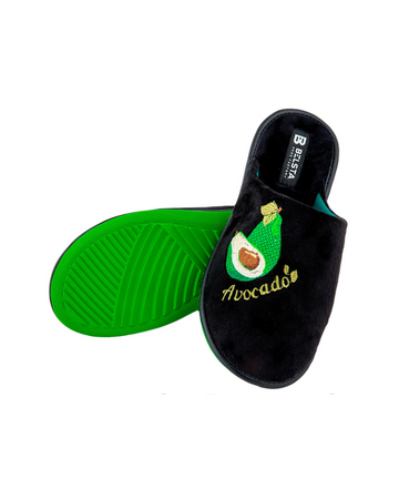 Black velour slippers