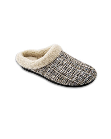 Women's slippers with beige fur collar