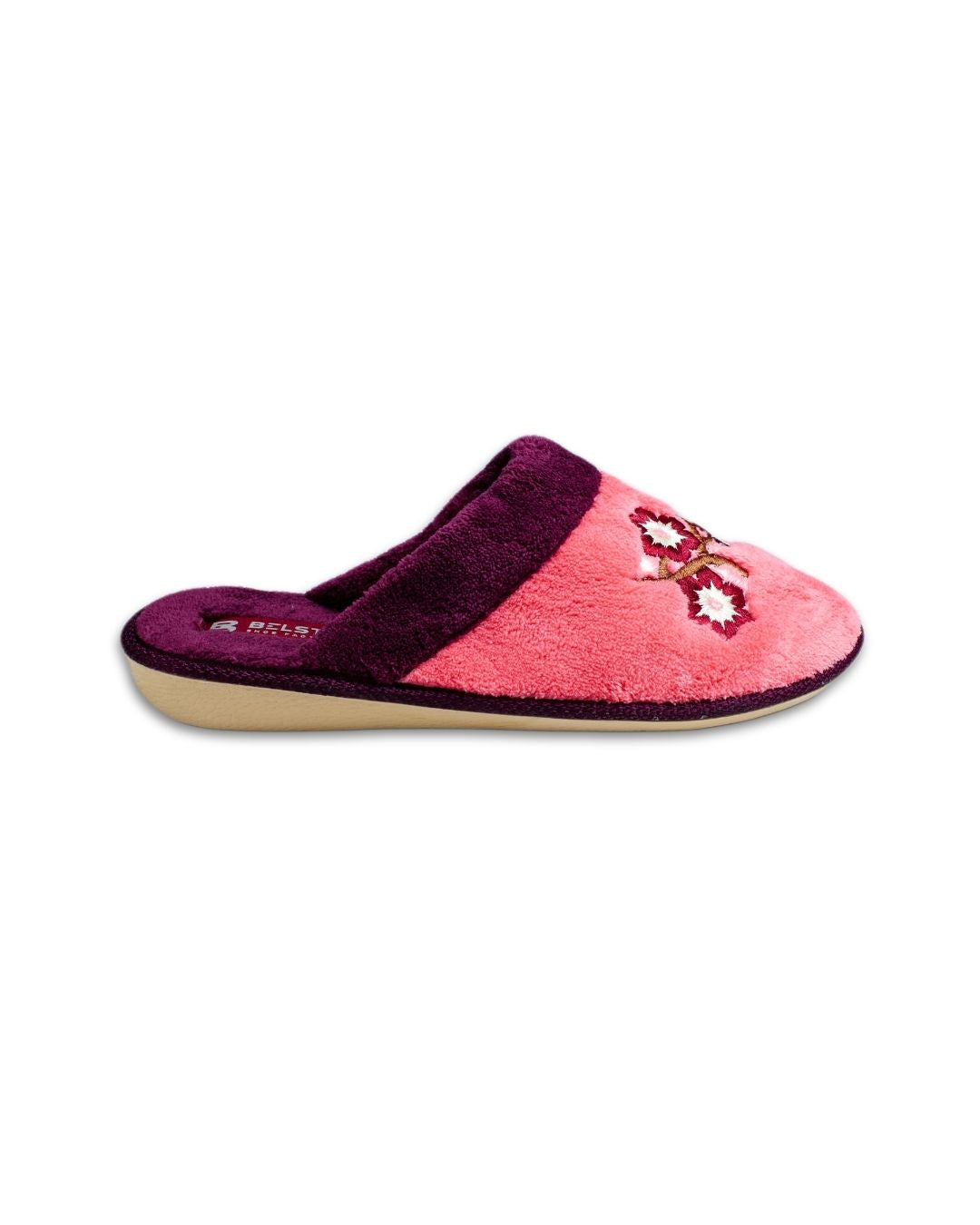 Burgundy lapel slippers