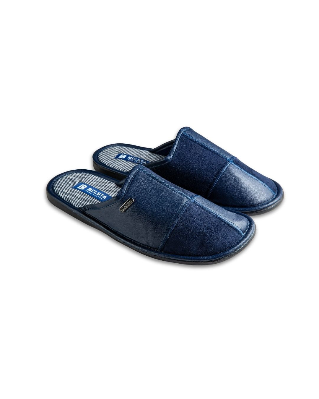 Blue suede slippers