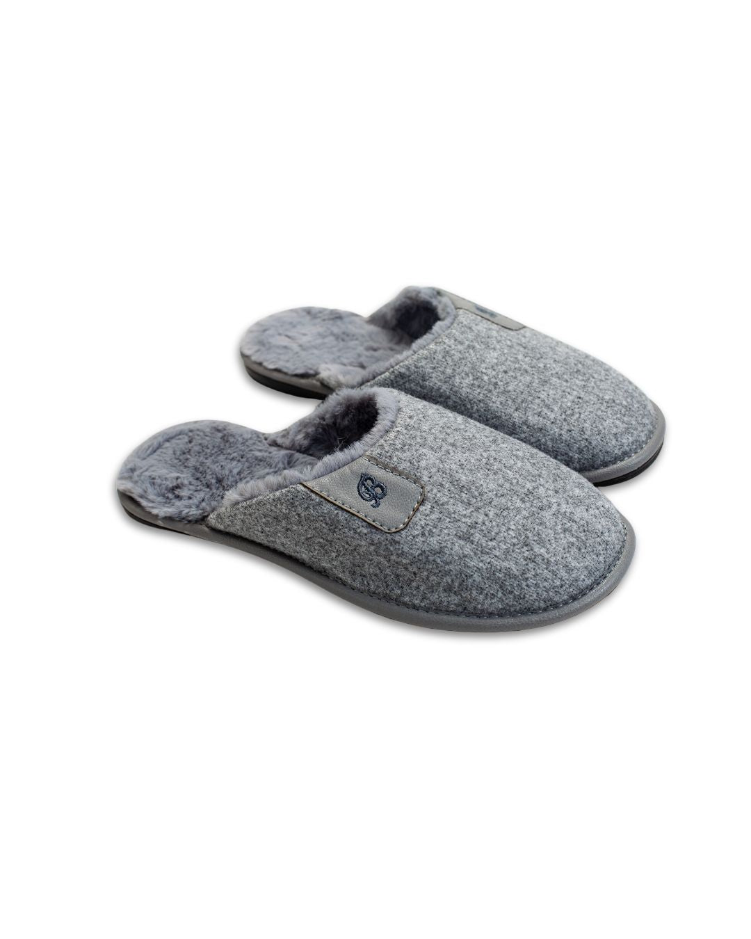 Grey Eco Fur Slippers