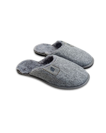 Grey Eco Fur Slippers