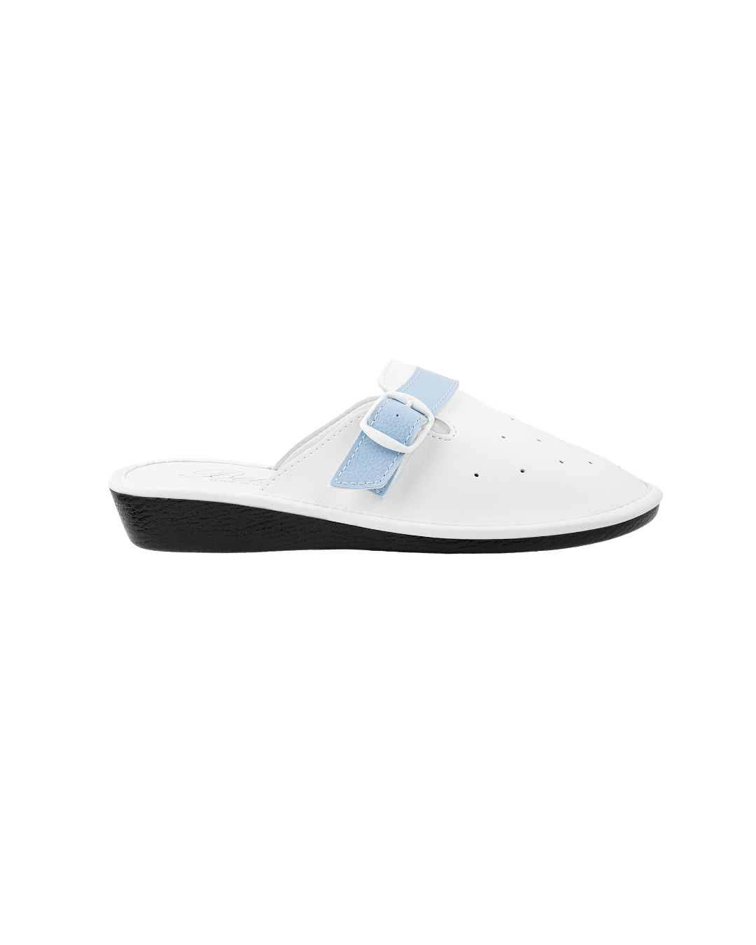 Perforated leather slippers