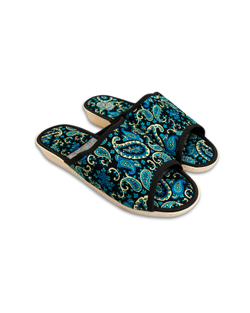 Navy blue velour slippers