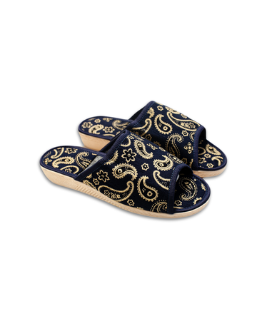Women's navy blue velour slippers