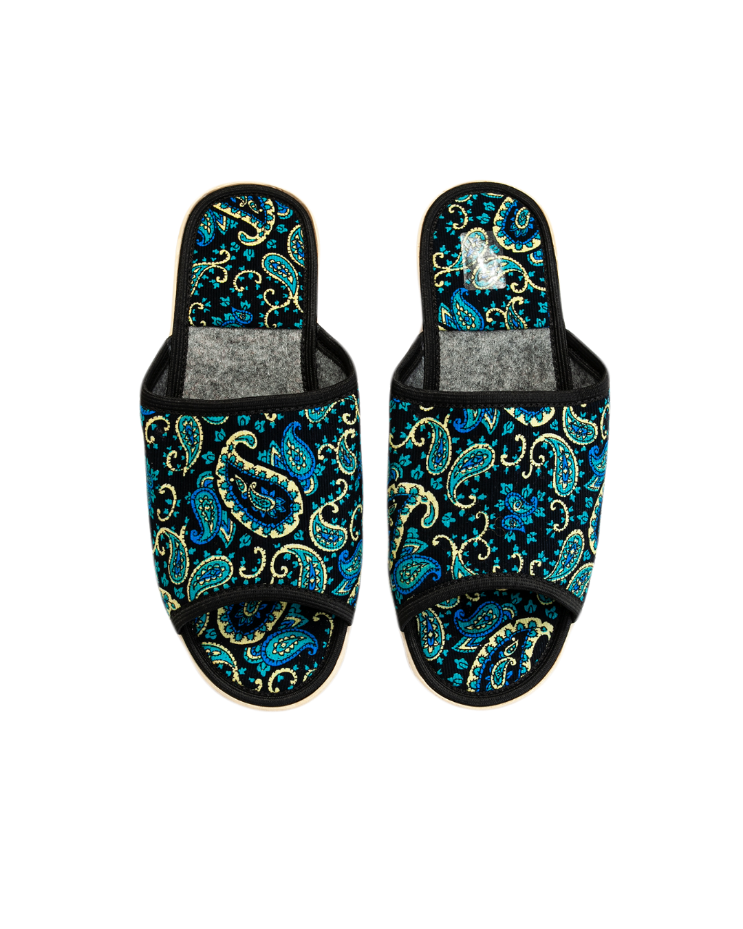 Navy blue velour slippers
