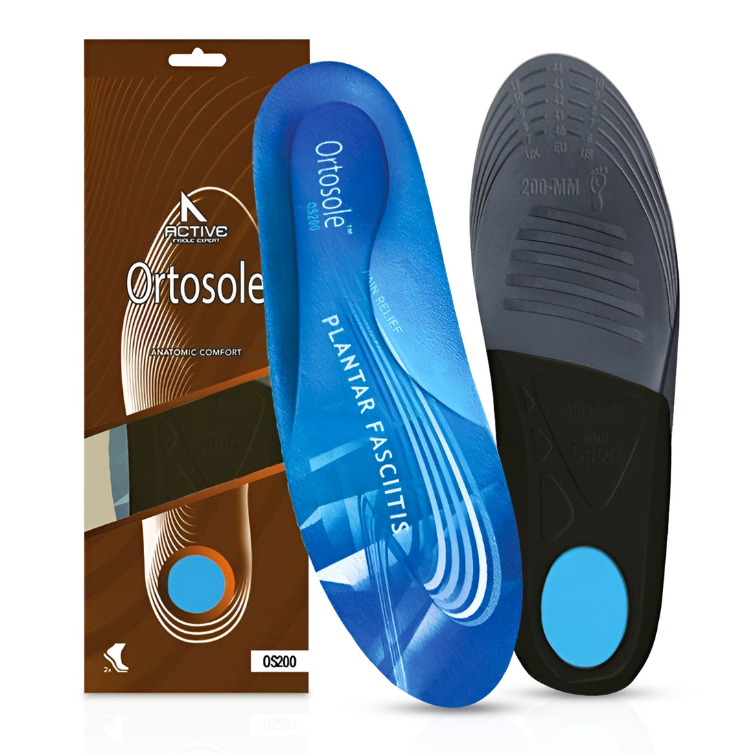 Branțuri Ortopedice Premium OS200 cu Suport Plantar - Pentru Dureri de Călcâi, Picioare Plate, Fasceită Plantară